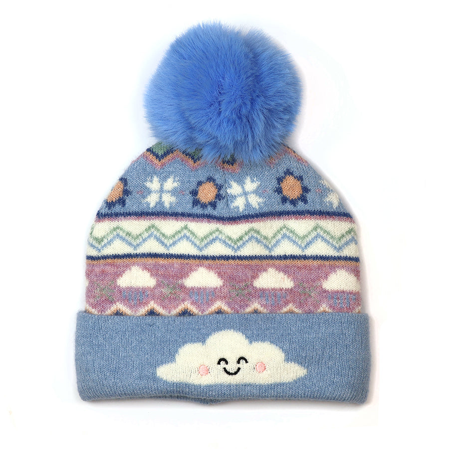 Over the rainbow - aurora blue mix happy cloud hat