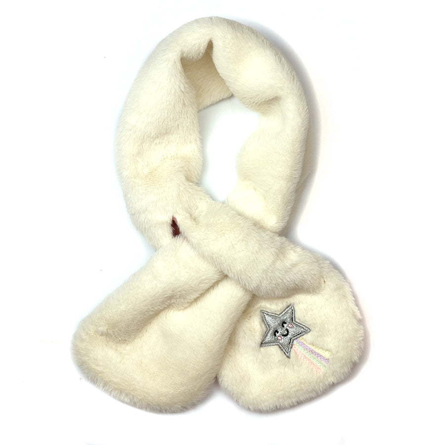 Over the rainbow- cosy ivory stella star pull through scarf