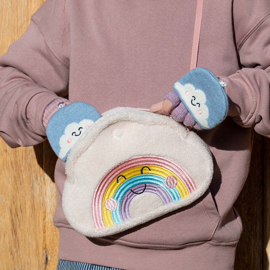 Over the rainbow - ivory pastel aurora rainbow zip bag