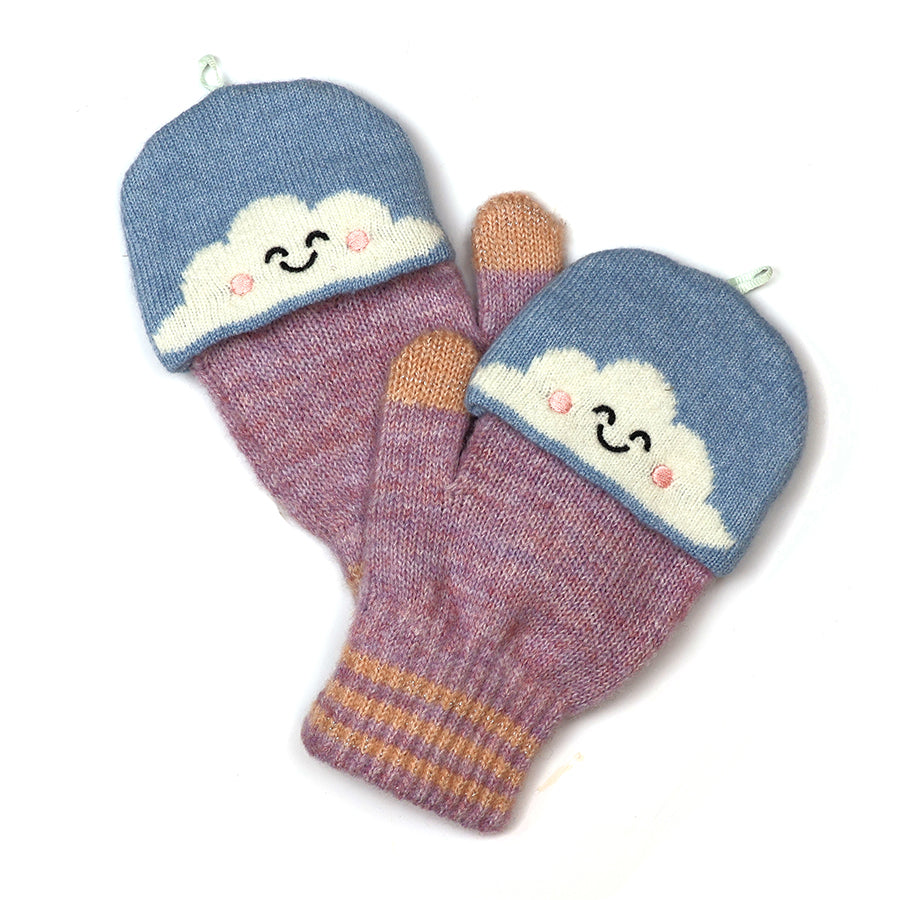 Over the rainbow - aurora cloud mitten to fingerless gloves