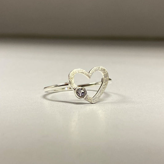 POM Silver Plated Heart Ring with Gemstone