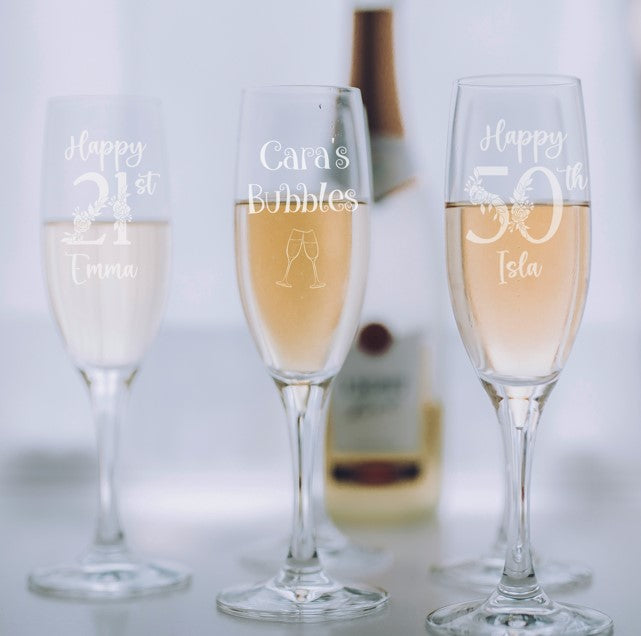 Personalised Engraved Birthday Champagne Flute | Custom Name & Age