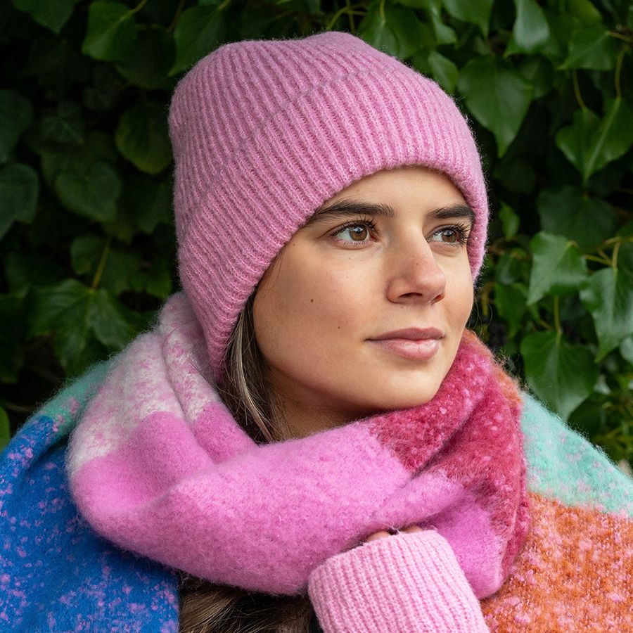 Pink Knit Beanie Hat – Supersoft & Cosy Winter Hat | Eco-Friendly Ribbed Design