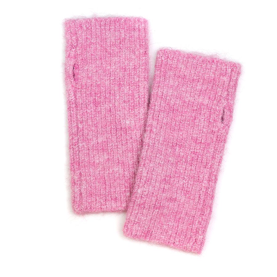 Pink Fingerless Gloves – Rib Knitted Eco-Friendly Wrist Warmers