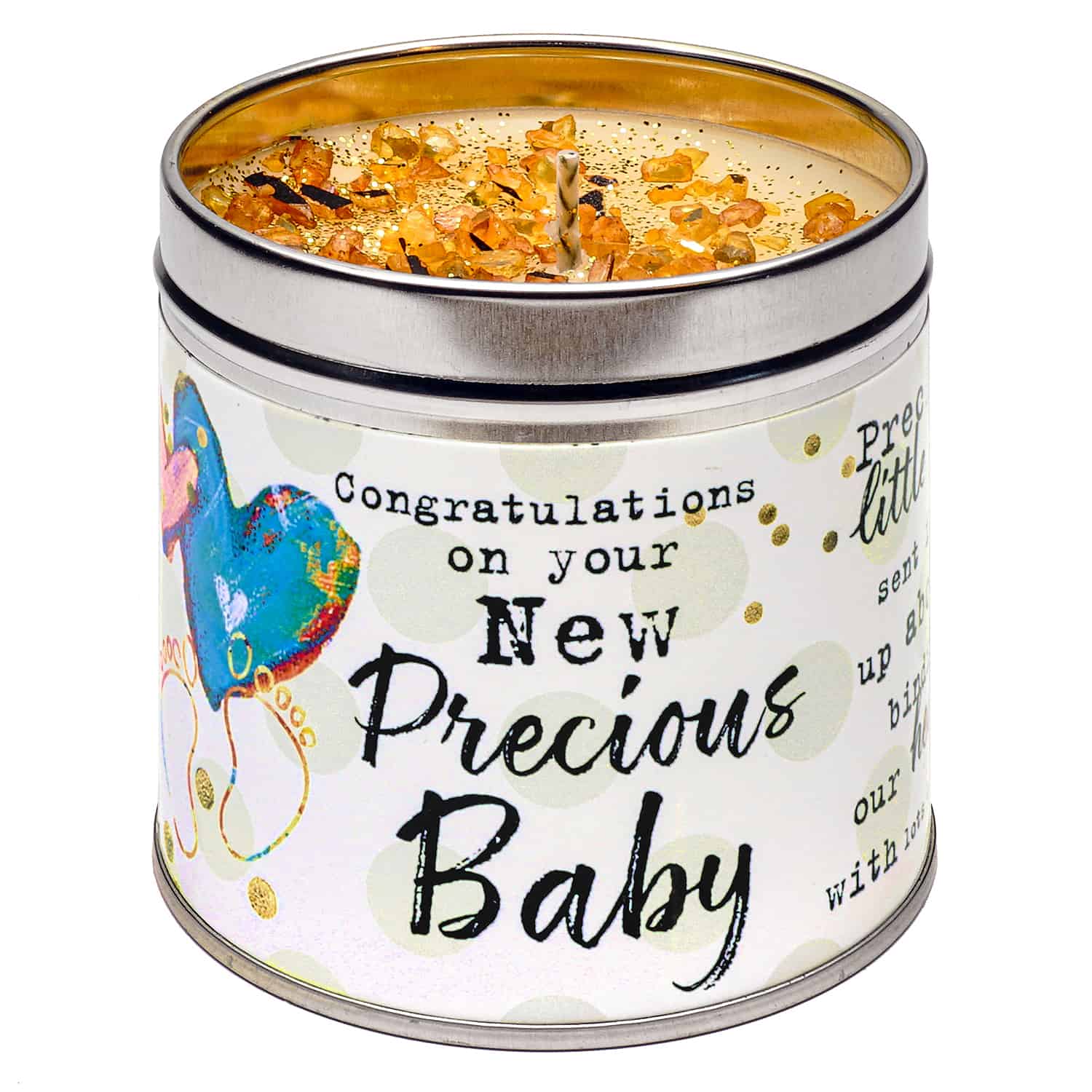 Congratulations On You New Precious Baby Scented Candle - Best Kept Secrets. Available at Sweet P, Burnside, Glasgow