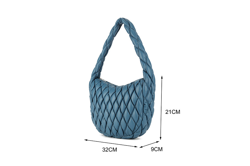 Quilted Puffy Tote Bag – Black