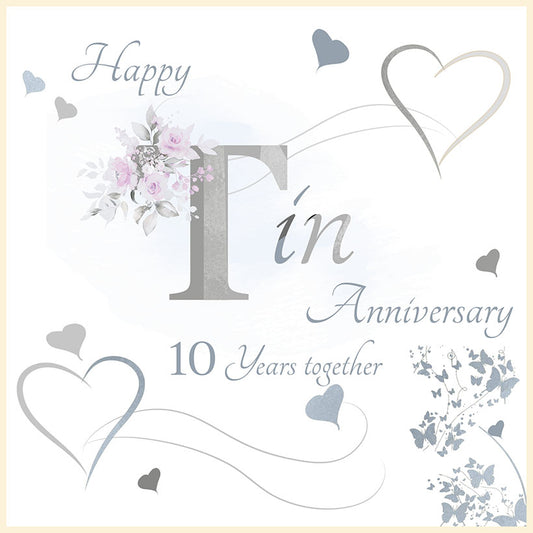 10th Tin Wedding Anniversary Card - Rush Design