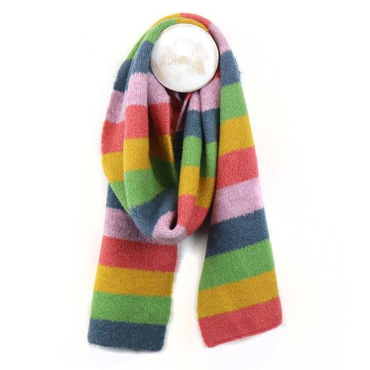 Rainbow Colour Block Knit Scarf