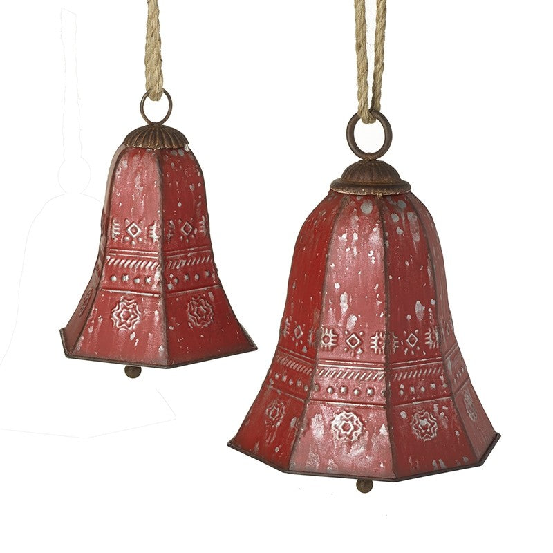 Red Metal Hanging Bells Christmas Decoration