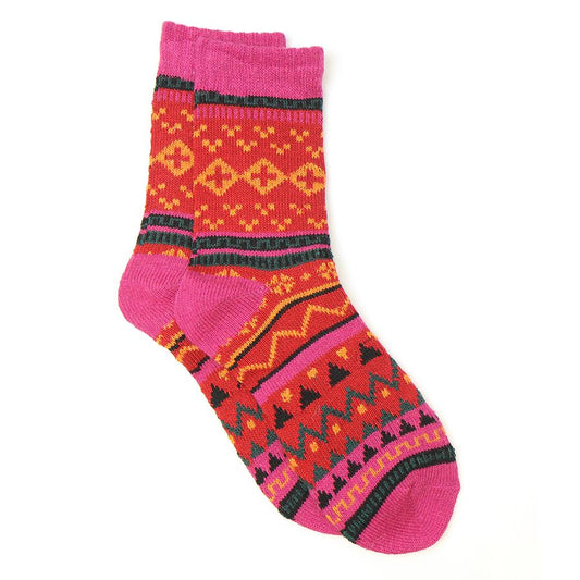 Nordic Style Wool Blend Boot Socks – Red & Pink Winter Socks