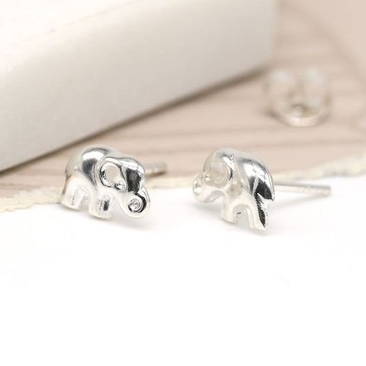 POM Sterling Silver Elephant Stud Earrings