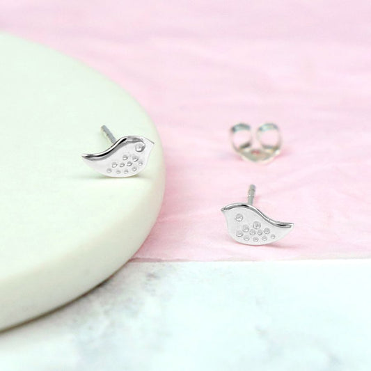 POM Sterling Silver Bird Stud Earrings