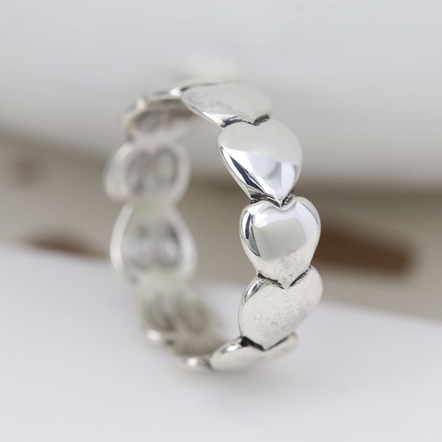 POM Sterling Silver Multi Heart Band Ring