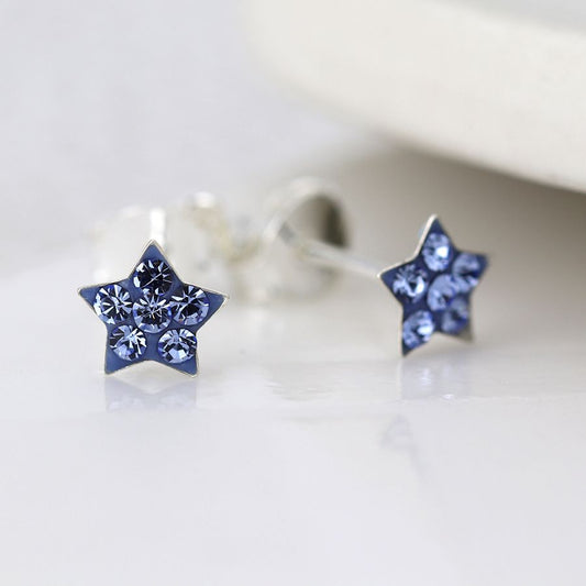 POM Sterling silver crystal star earrings