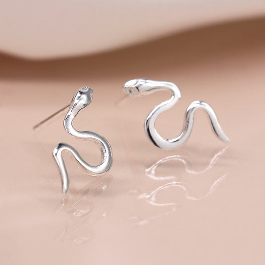 Sterling silver snake stud earrings