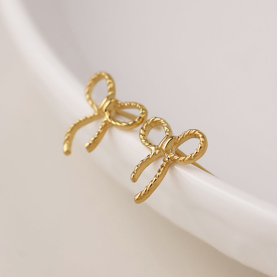 Sterling silver gold plated bow earrings