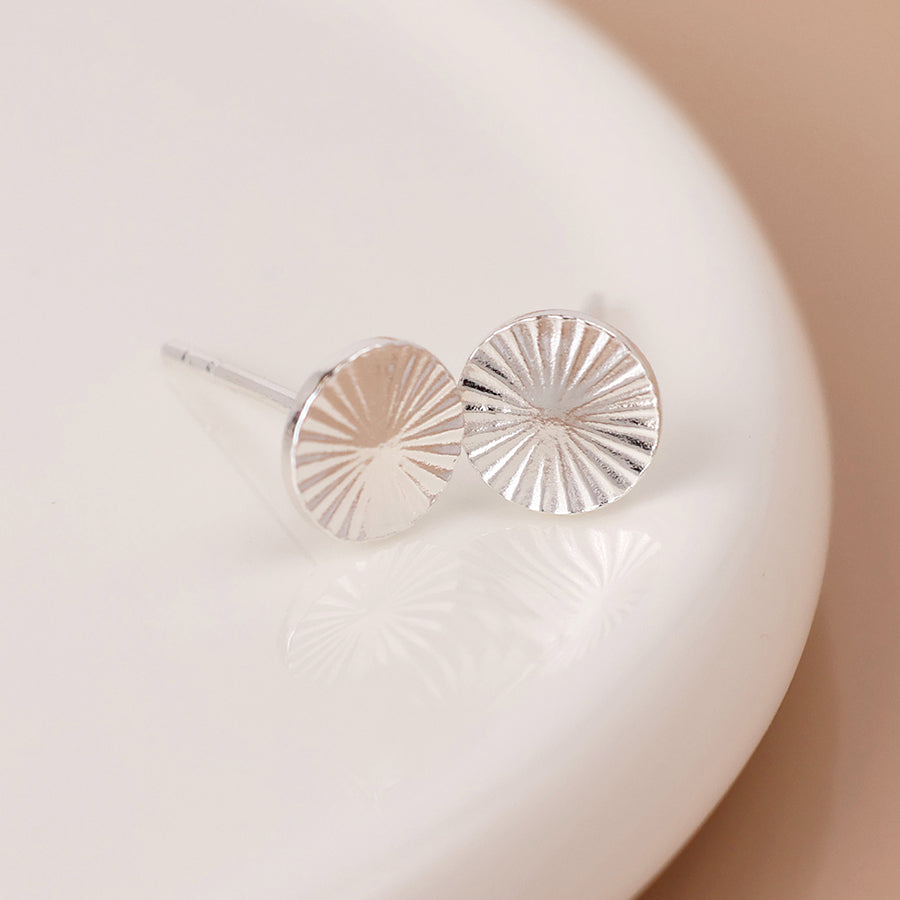Sterling silver embossed disc earrings