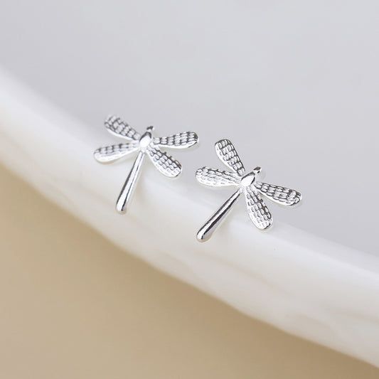 Sterling silver dragonfly stud earrings