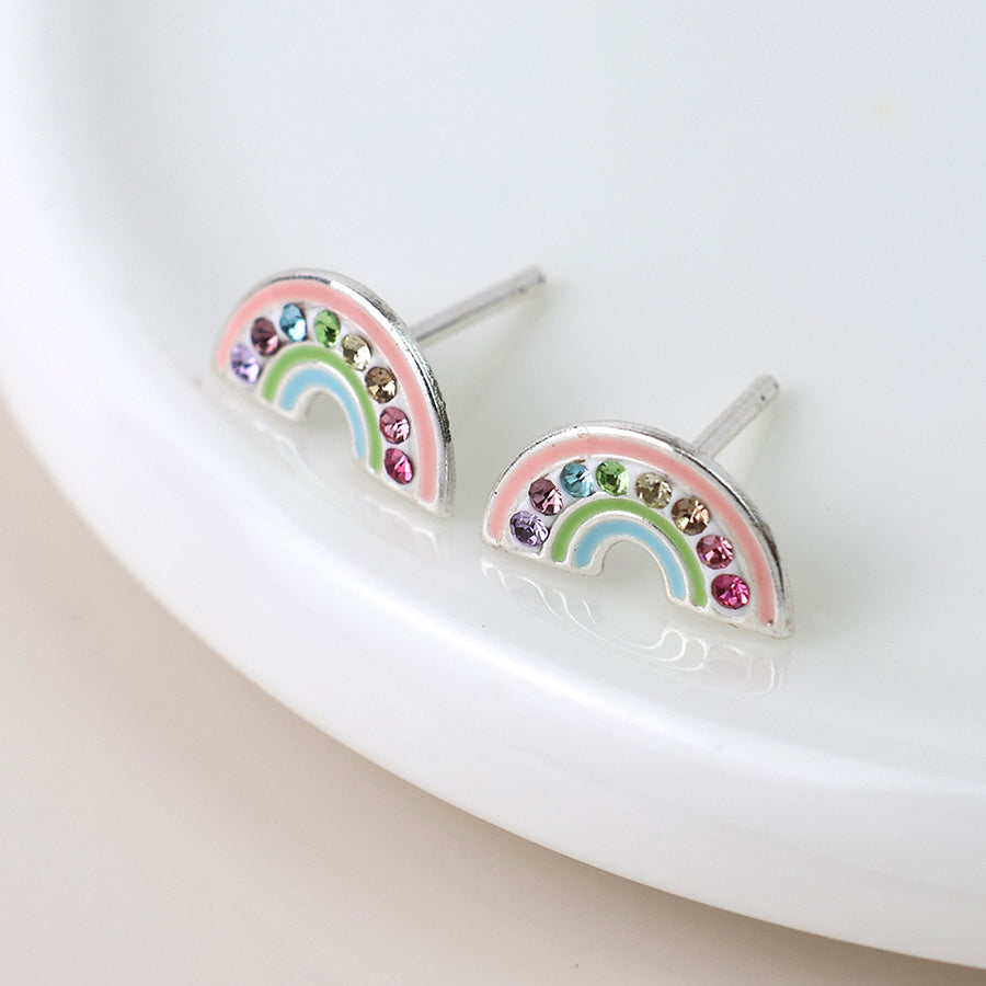 Sterling silver pastel rainbow earrings