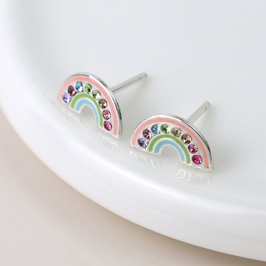 Sterling silver pastel rainbow earrings