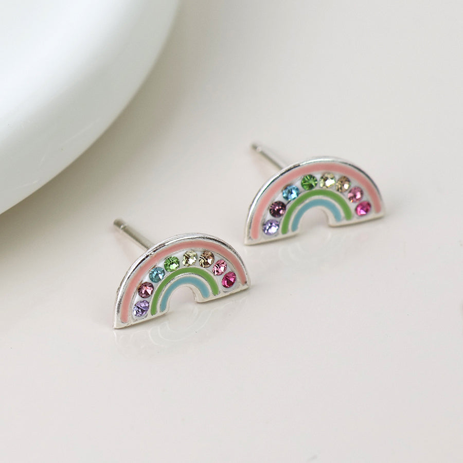Sterling silver pastel rainbow earrings