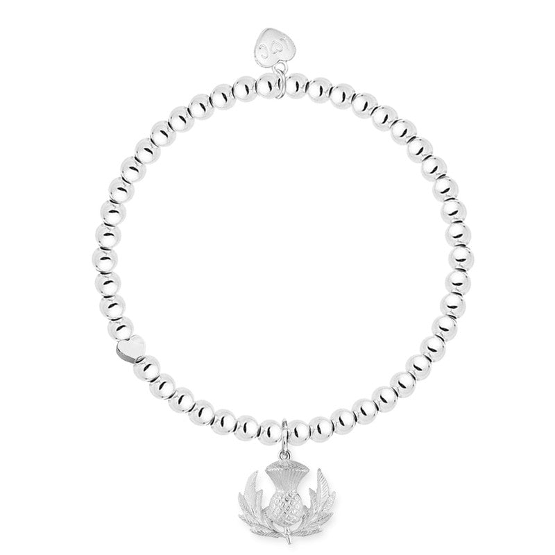 With Love From Scotland Silver Thistle Beaded Stretch Bracelet - Life Charms Jewellery. Available at Sweet P, Burnside, Glasgow