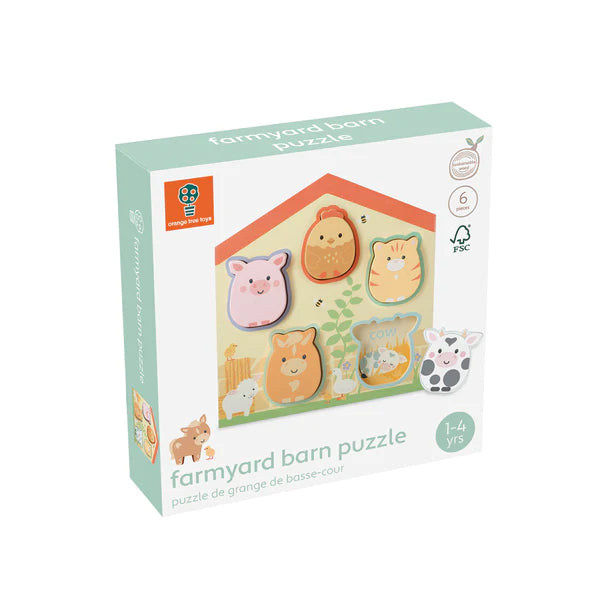 Orange Tree Toys Farmyard Barn Shape Puzzle: Eco-Friendly Wooden Learning Toy. Available at Sweet P, Burnside, Glasgow