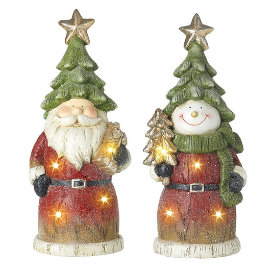 Santa and Snowman LED Light Up Ornament