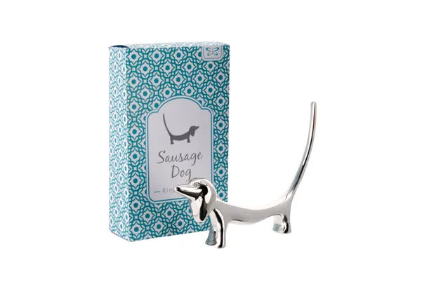 Silver Sausage Dog Ring Holder - Adorable and Functional Jewellery Organiser