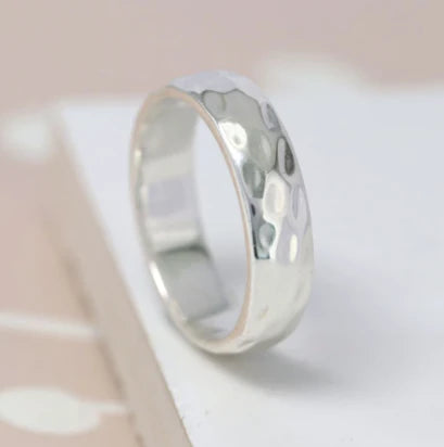 POM Sterling Silver Hammered Ring