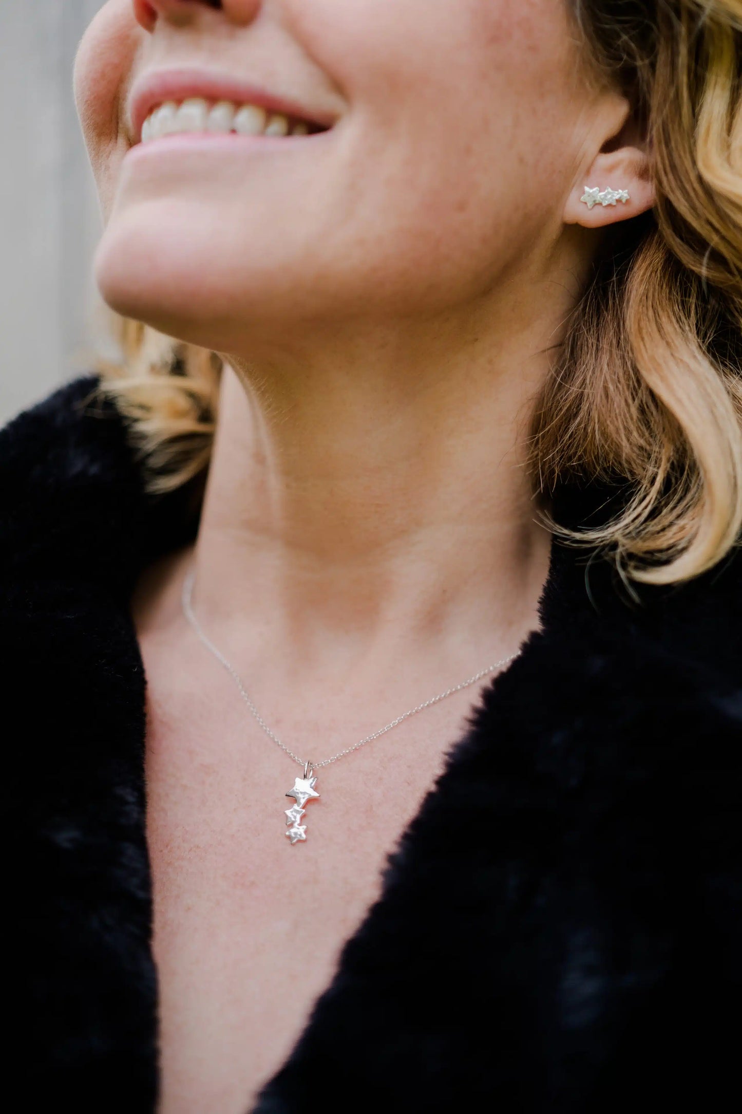 By Rebecca Sterling Silver Falling Stars Necklace