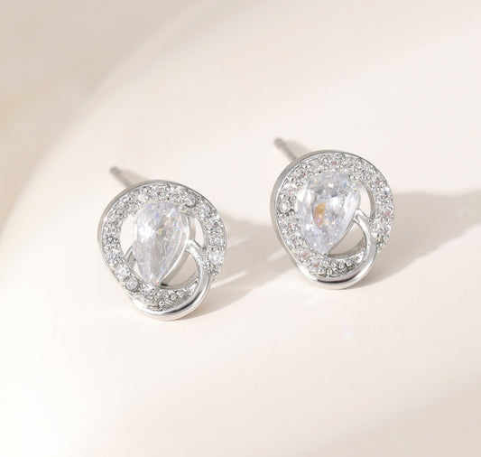 Silver Crystal Stud Earrings