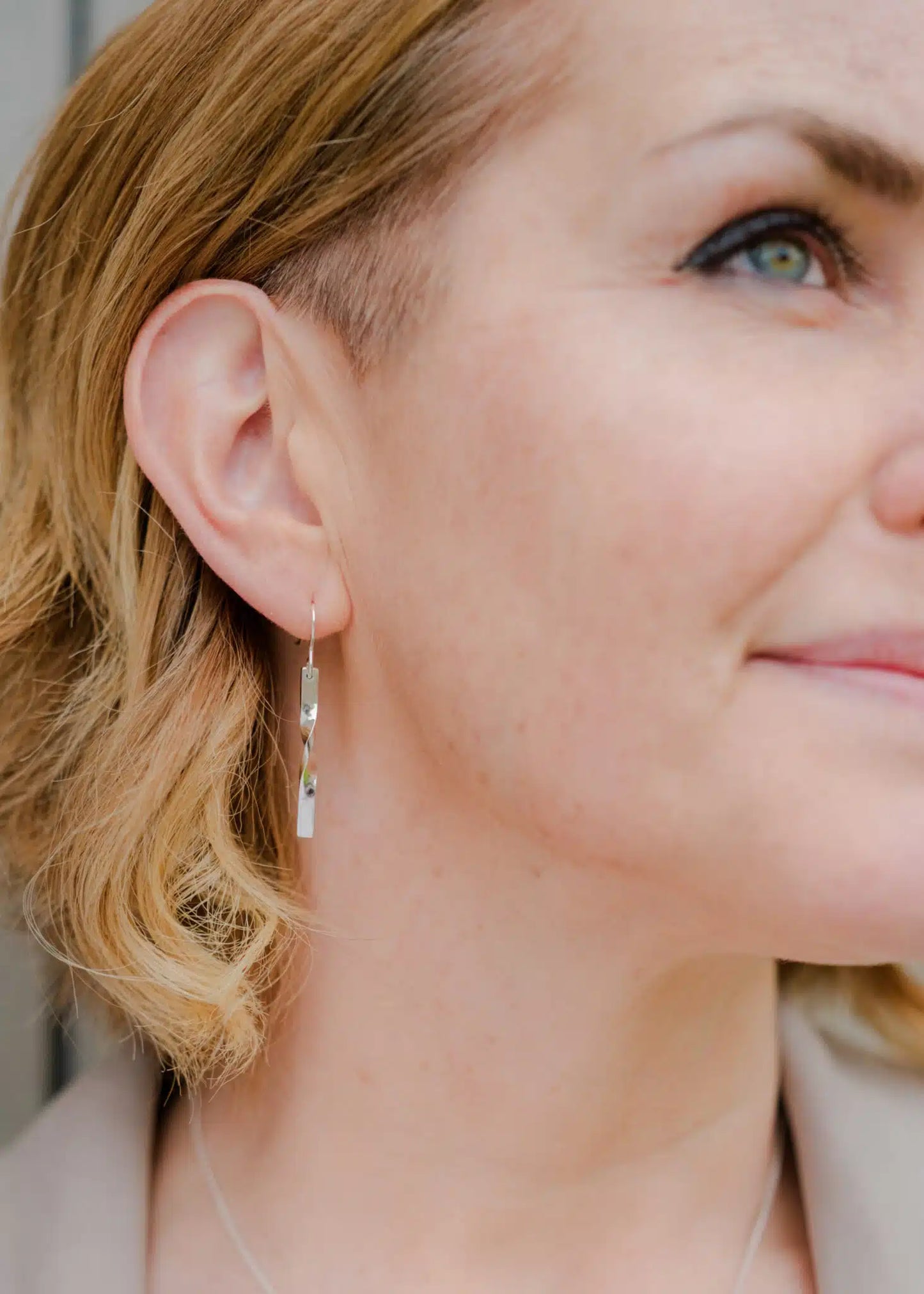 Sterling Silver Drop Earrings with Hand-Turned Torque Twist – By Rebecca