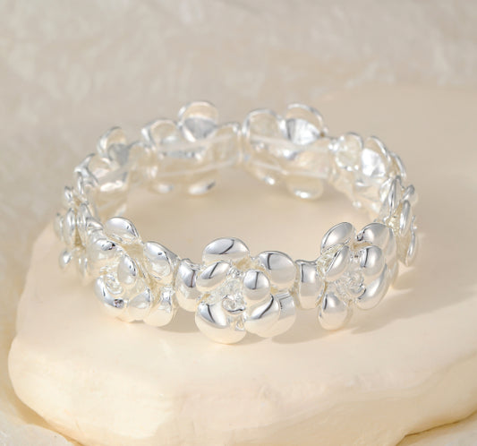 Silver Floral Stretch Bracelet