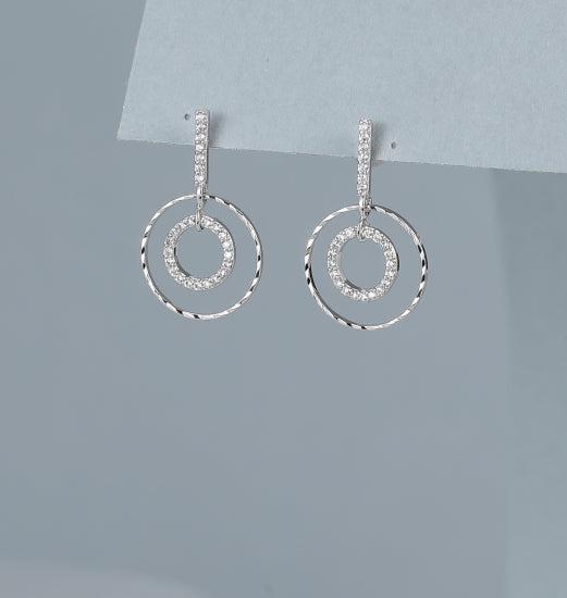 Silver Plated Crystal Circle Drop Earrings