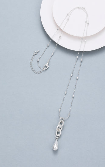 Silver Plated Long Necklace with Pendant