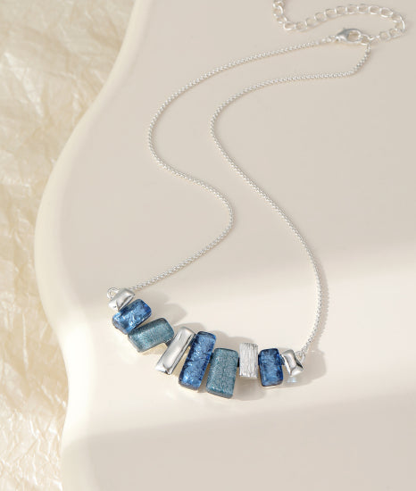 Silver Plated Necklace with Blue Stones