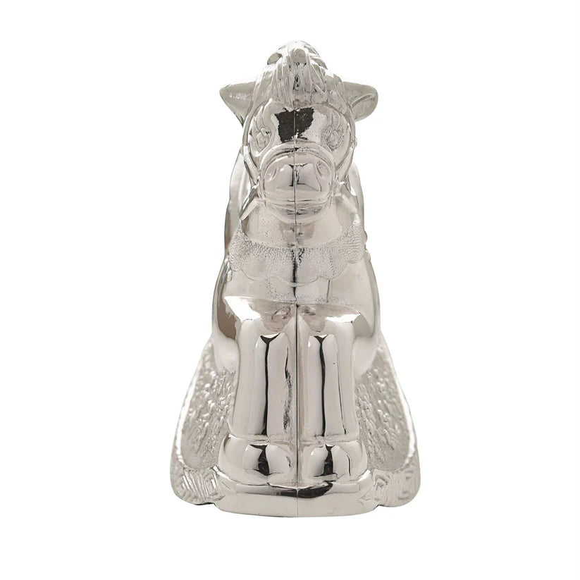 Silver Plated Rocking Horse Money Box – Engravable Keepsake Gift for New Baby