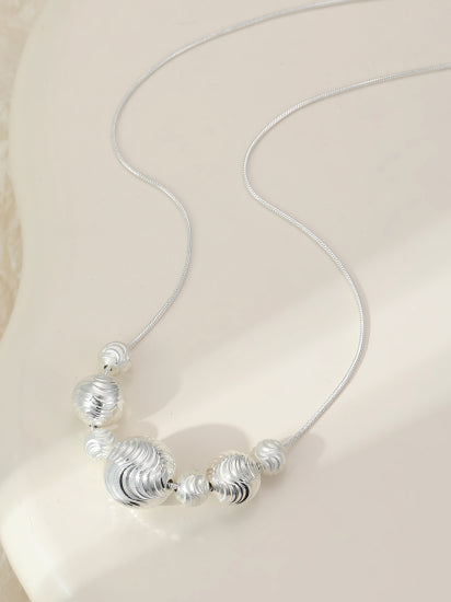 Silver Short Necklace with Large Silver Balls