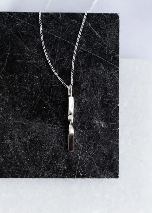 Sterling Silver Pendant Necklace with Hand-Turned Torque Twist – By Rebecca