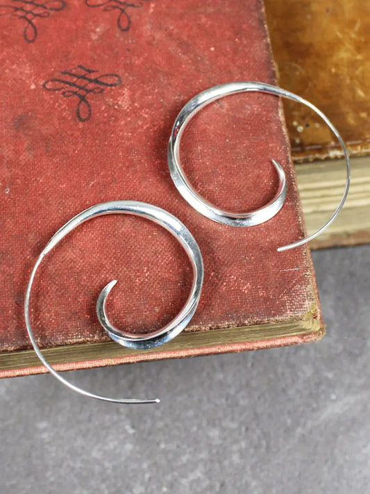 Spiral Hoop Earrings - Sterling Silver 925