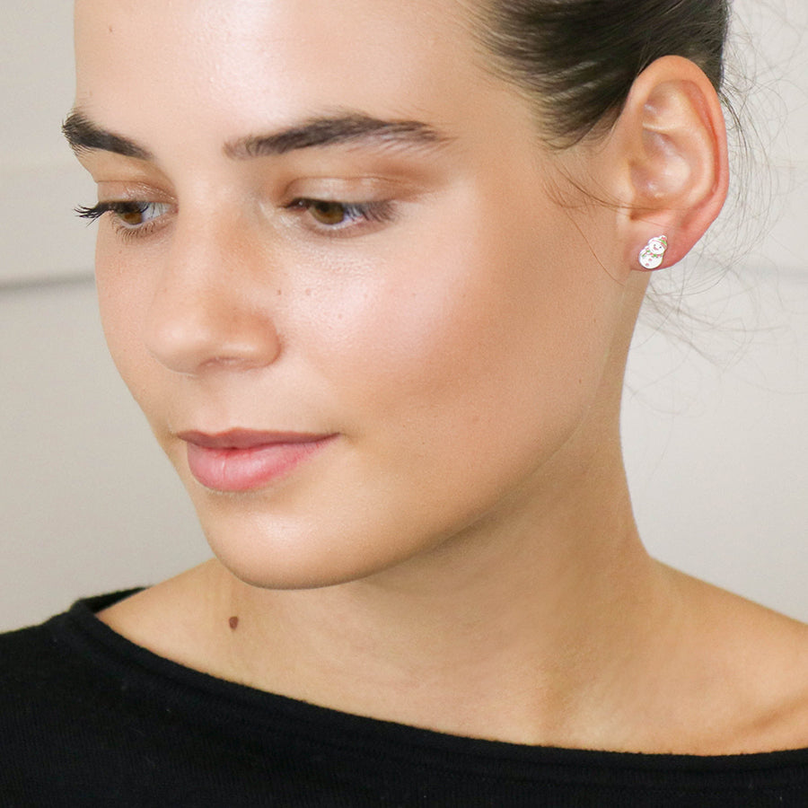 Sterling Silver Christmas Snowmen Earrings - POM