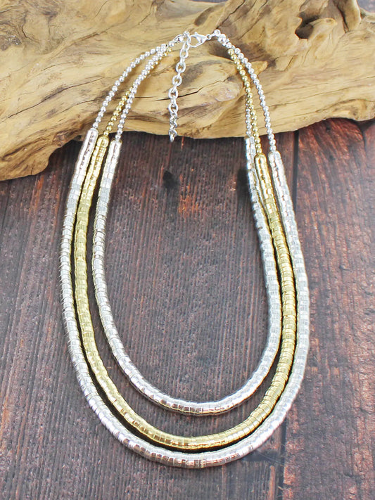 Three-Strand Mixed Metal Snake Necklace