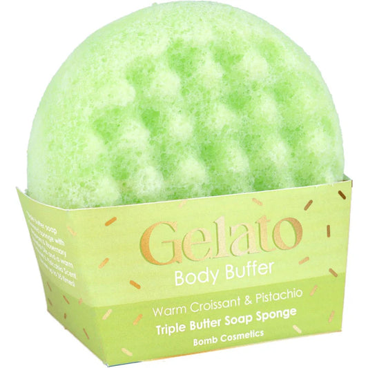 Triple Butter Soap-Soaked Body Buffer Sponge – Warm Croissant & Pistachio