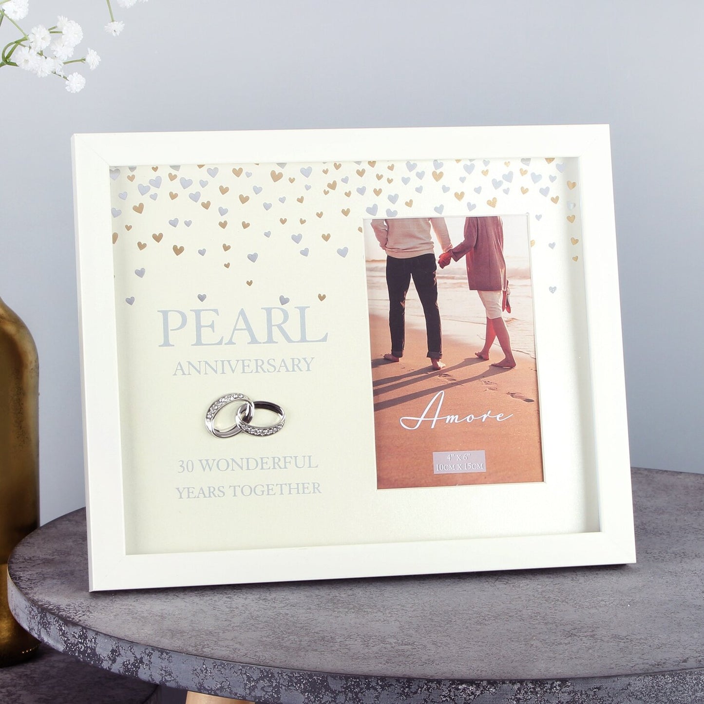 Cream 6' x 4' Photo Frame with Ring Attachments - 30th Wedding Anniversary