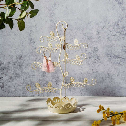 Flowery Earring Stand Cream