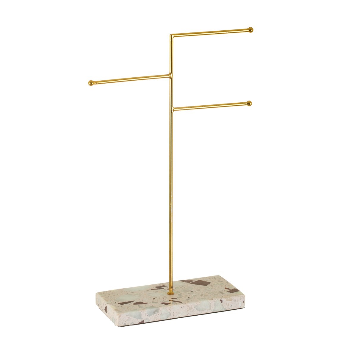 Triple Terrazzo Gold Jewellery Stand