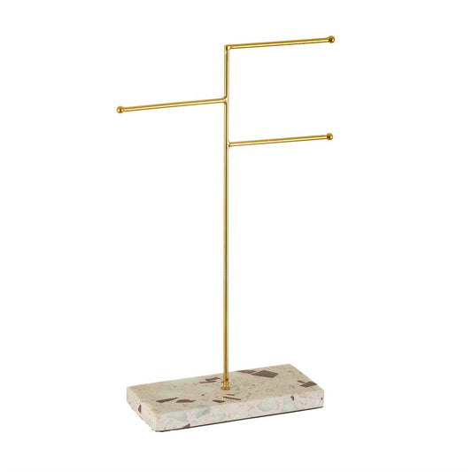 Triple Terrazzo Gold Jewellery Stand