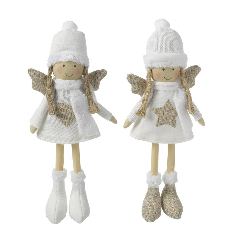 White Fabric Standing Angel Decoration