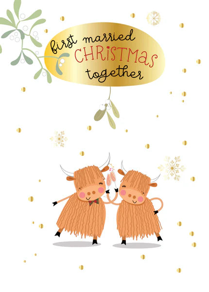 First Married Christmas Card - Pink Pig Cards